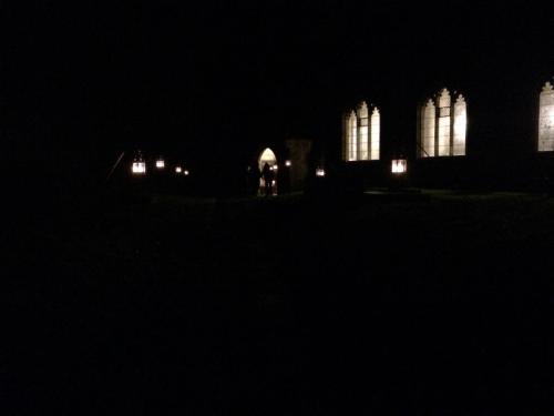 Lanterns light the path to church at Christmas