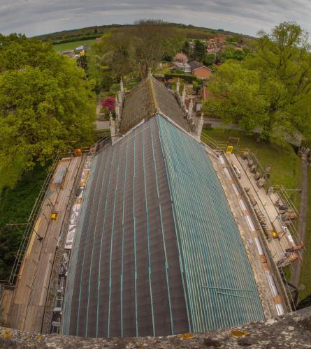 Panoramic view of Church roof restoration work 30th April 2017